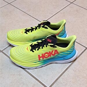 Hoka Mach 5 running shoe - bright yellow/lime - featuring a PROFLY+ midsole